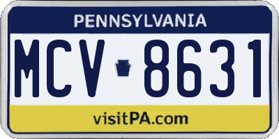 PA license plate MCV8631