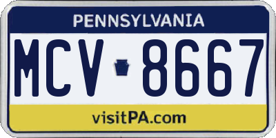 PA license plate MCV8667