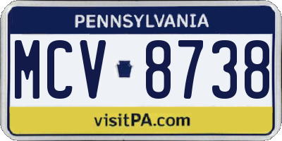 PA license plate MCV8738