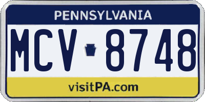 PA license plate MCV8748