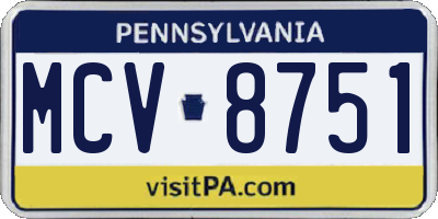 PA license plate MCV8751