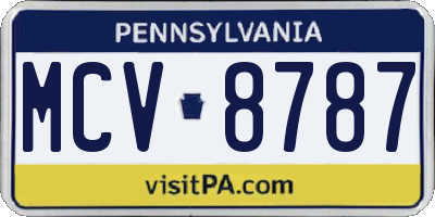 PA license plate MCV8787