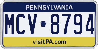 PA license plate MCV8794