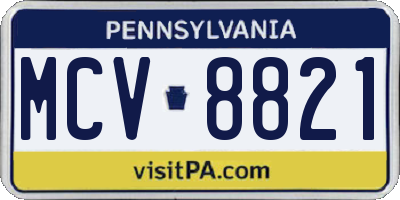 PA license plate MCV8821