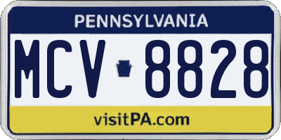 PA license plate MCV8828