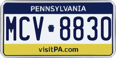 PA license plate MCV8830