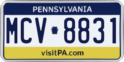 PA license plate MCV8831