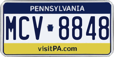PA license plate MCV8848