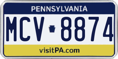 PA license plate MCV8874