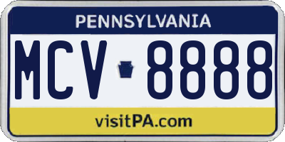 PA license plate MCV8888