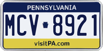 PA license plate MCV8921