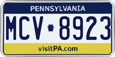 PA license plate MCV8923