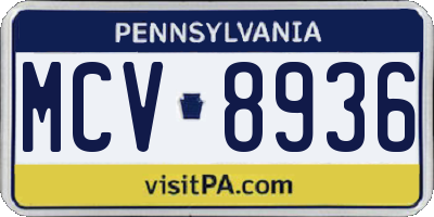 PA license plate MCV8936