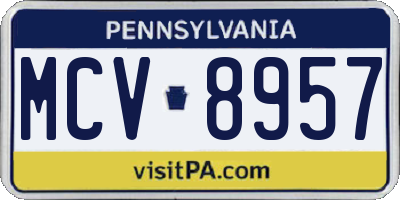 PA license plate MCV8957