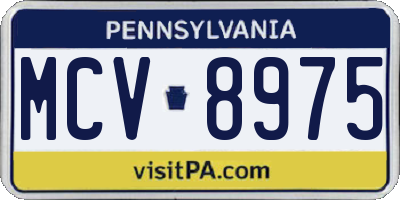 PA license plate MCV8975