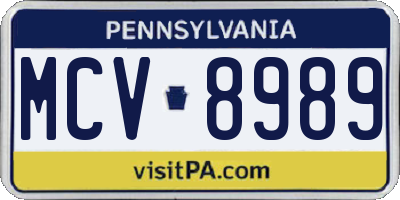 PA license plate MCV8989