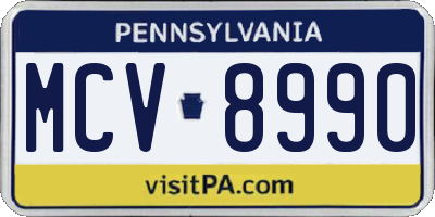 PA license plate MCV8990