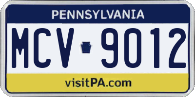 PA license plate MCV9012