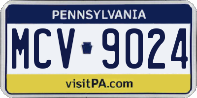 PA license plate MCV9024