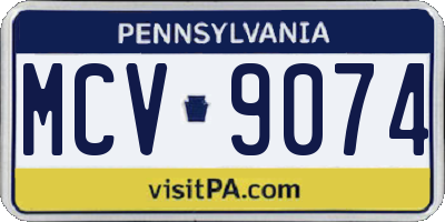 PA license plate MCV9074