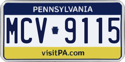 PA license plate MCV9115