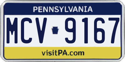 PA license plate MCV9167