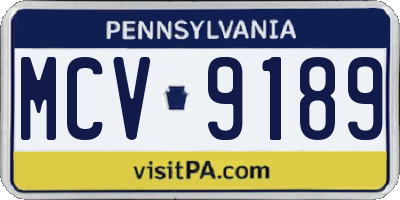 PA license plate MCV9189