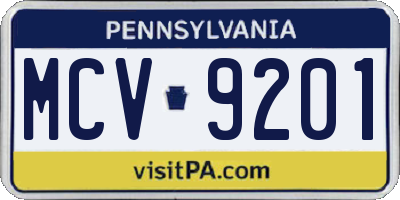 PA license plate MCV9201