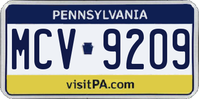 PA license plate MCV9209
