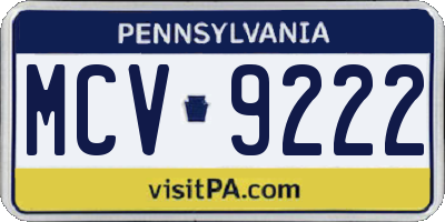 PA license plate MCV9222
