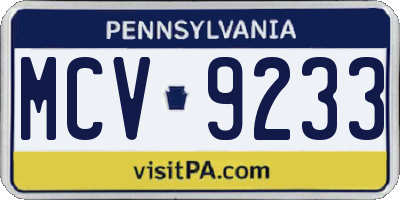 PA license plate MCV9233