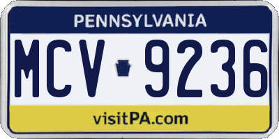 PA license plate MCV9236