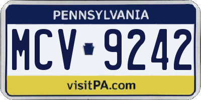 PA license plate MCV9242