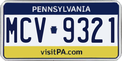 PA license plate MCV9321