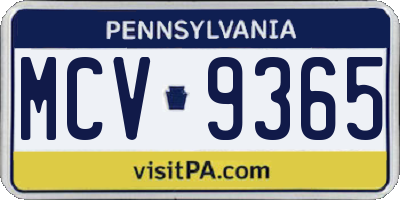 PA license plate MCV9365