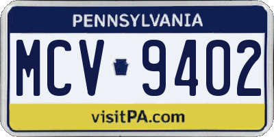 PA license plate MCV9402