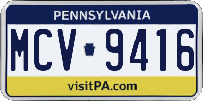 PA license plate MCV9416