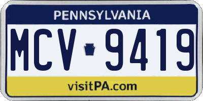 PA license plate MCV9419