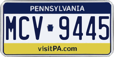 PA license plate MCV9445