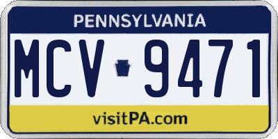 PA license plate MCV9471