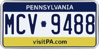 PA license plate MCV9488