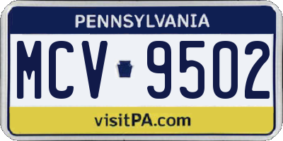 PA license plate MCV9502