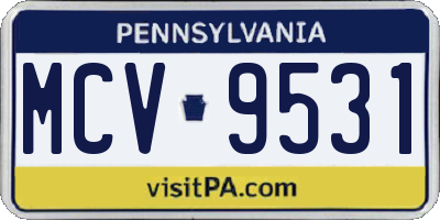 PA license plate MCV9531