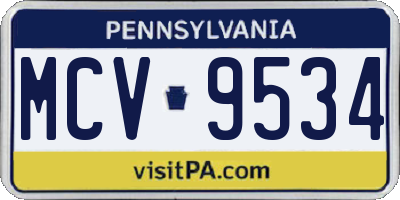 PA license plate MCV9534