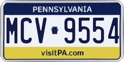 PA license plate MCV9554