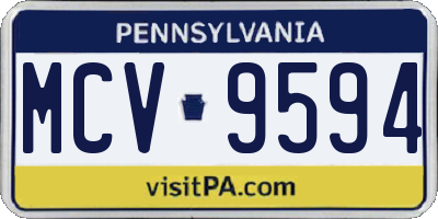 PA license plate MCV9594