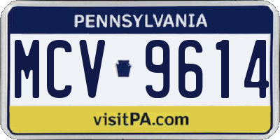 PA license plate MCV9614