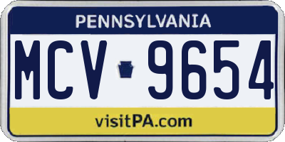 PA license plate MCV9654