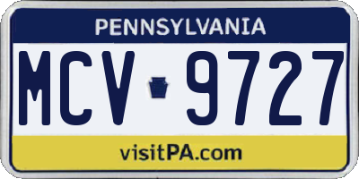 PA license plate MCV9727