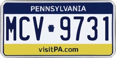PA license plate MCV9731